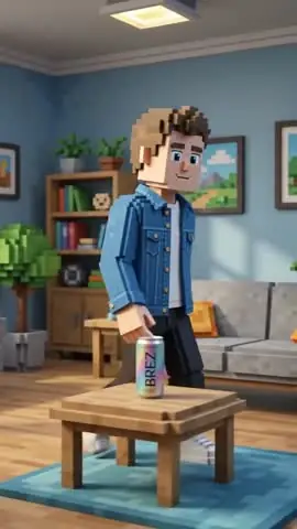 Voxel-style drink can | AI product ad